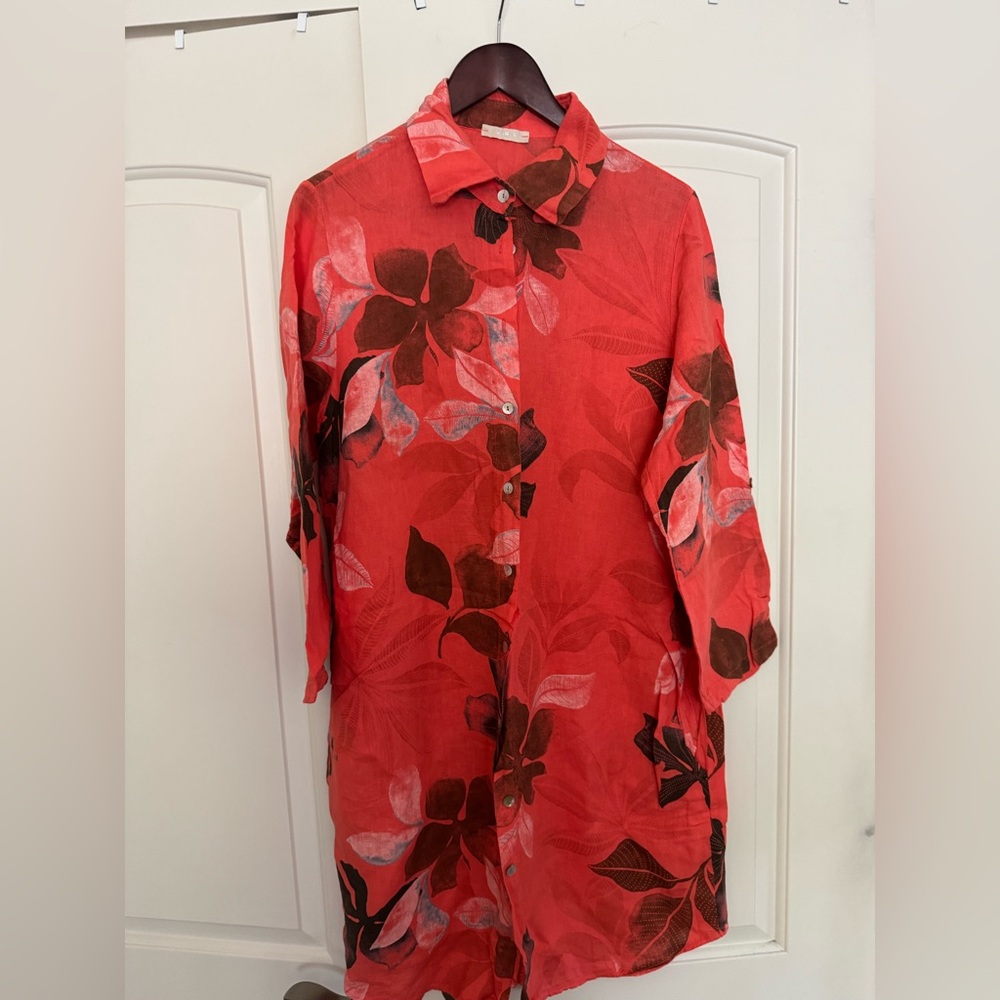 Vibrant Orange and Brown shirt dress